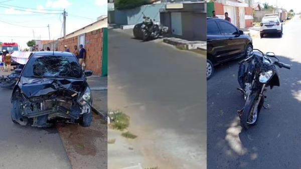Carro colide com moto e deixa pessoa ferida no PI; armas foram encontradas no local do acidente