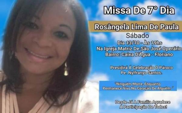 Missa de Sétimo Dia de Rosangela de Paula acontece neste sábado
