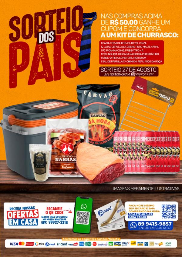 São Jorge Super vai sortear kit churrasco no mês dos pais