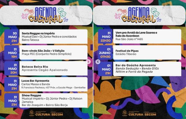 Agenda Cultural: Confira e aproveite o melhor da cultura e lazer em Floriano neste fim de semana