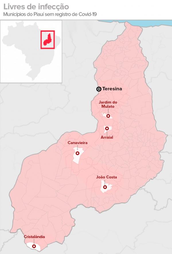 Apenas 5 municípios não registraram óbitos por Covid-19 no Piauí