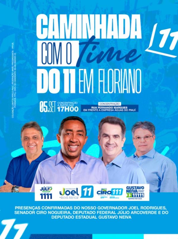 Joab Curvina convida população para caminhada do Time Progressista em Floriano neste sábado