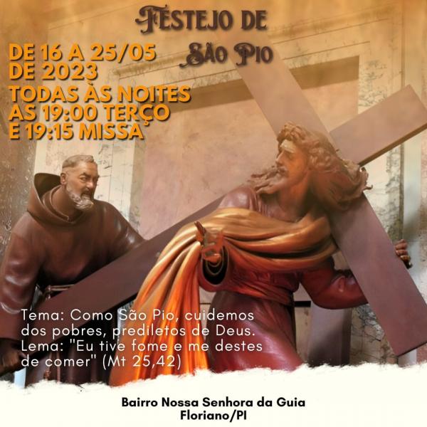 Floriano: Festejos de São Pio de Pietrelcina terá início nesta terça (16)
