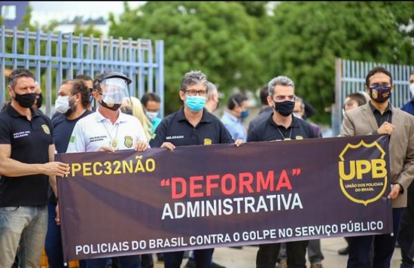 Trabalhadores da segurança protestam contra PEC da Reforma Administrativa