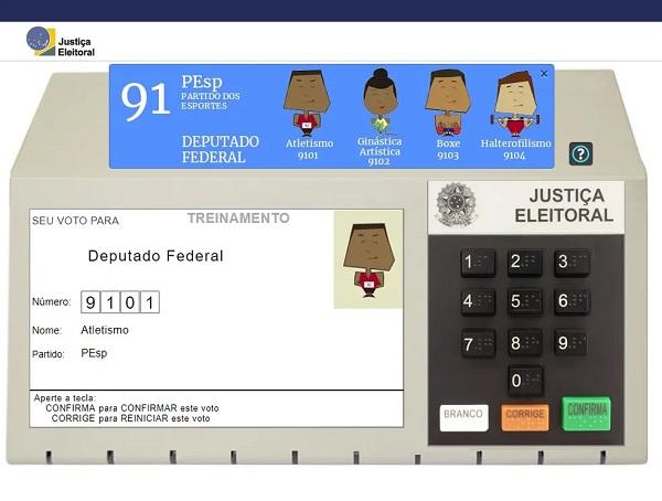  Simulador de urna eletr&ocirc;nica dispon&iacute;vel no site do Tribunal Superior Eleitoral.(Imagem:Reprodu&ccedil;&atilde;o )