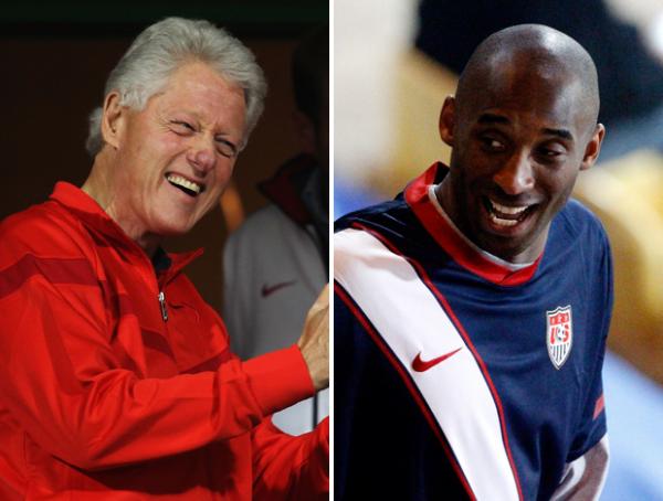 Bill Clinton e Kobe Bryant: sorrisos antes do jogo, elimina&ccedil;&atilde;o ap&oacute;s o apito final(Imagem: Getty Images)