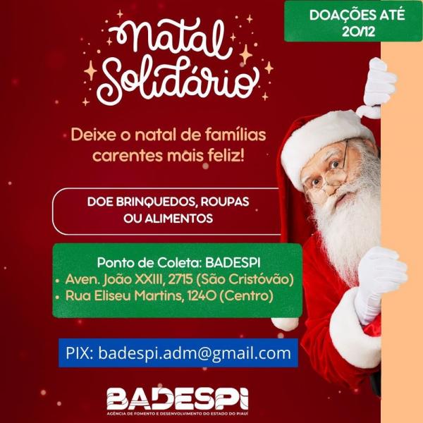 Badespi lança campanha Natal Solidário e arrecada doações para famílias carentes