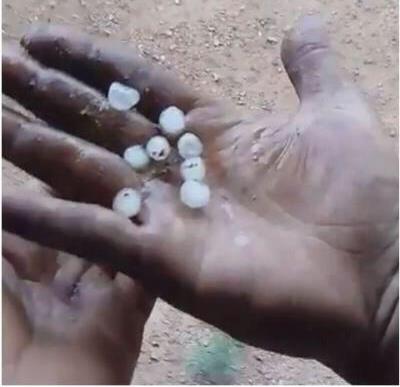 Chuva de granizo na zona rural de Esperantina impressiona moradores
