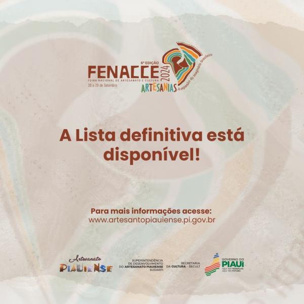 Sudarpi divulga lista definitiva dos artesãos selecionados para Feira Nacional de Artesanato do CE