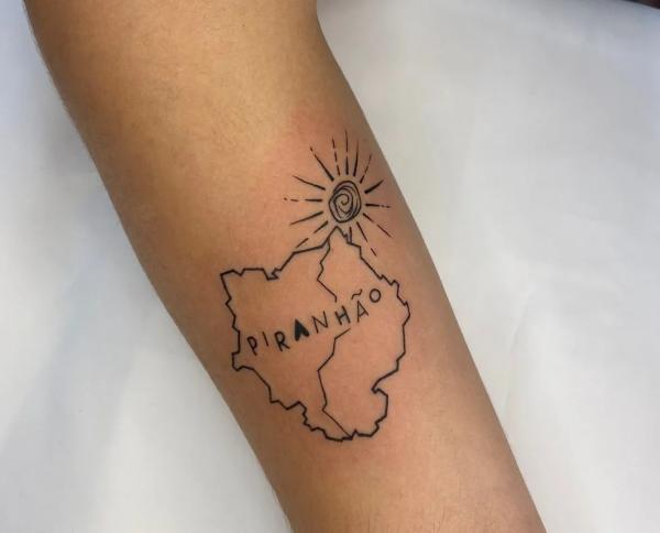 Tatuagem em homenagem ao Nordeste.(Imagem:Arquivo Pessoal/J&eacute;ssica Gomes)