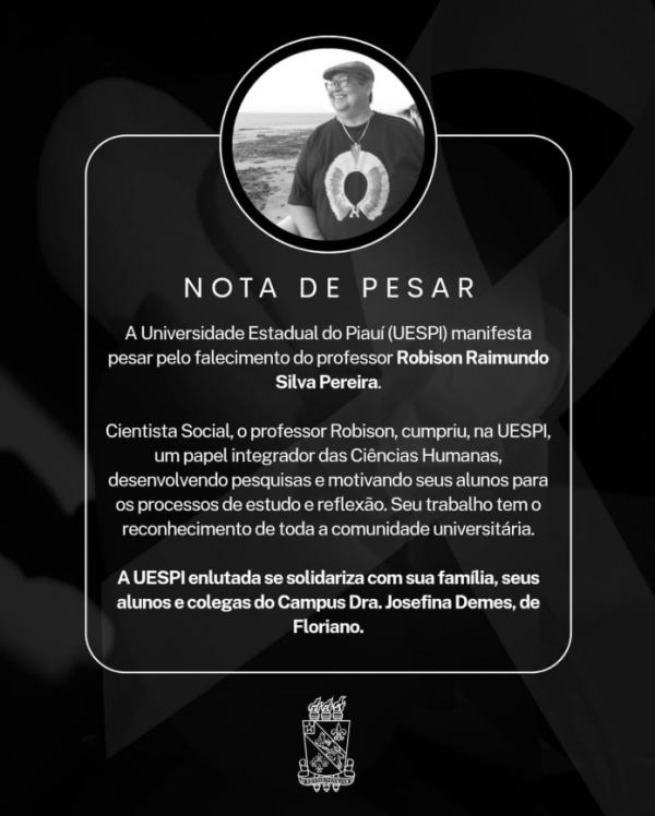 UESPI lamenta falecimento do professor Robison Raimundo Silva Pereira