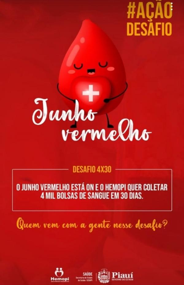 Hemocentro de Floriano dá início à campanha "Junho Vermelho"