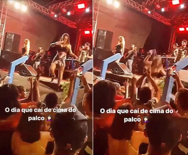 Vocalista da Banda Forró dos Plays cai de palco durante show em São Francisco do Piauí; vídeo