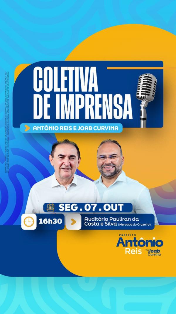 Prefeito reeleito Antônio Reis e vice Joab Curvina concedem coletiva de imprensa nesta segunda-feira