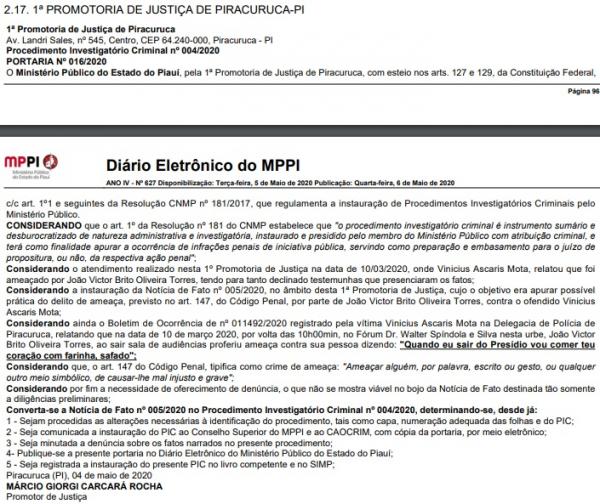 Homem é ameaçado após audiência no Piauí: ´´Vou comer teu coração com farinha, safado´´(Imagem:Reprodução)