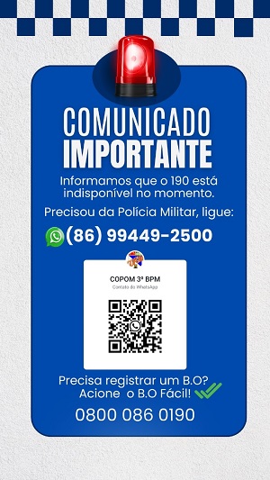 190 fora do ar: Polícia Militar disponibiliza novo canal de atendimento