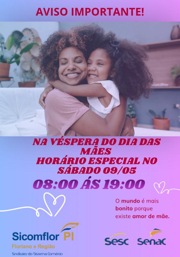 Comércio de Floriano terá horário especial na véspera do Dia das Mães