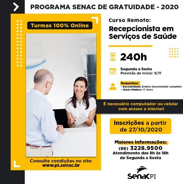 Nova oferta de cursos do Programa Senac Gratuidade(Imagem:Divulga&ccedil;&atilde;o)
