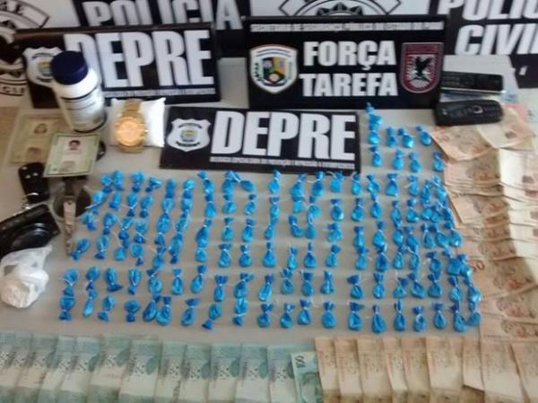Suspeito é preso com cocaína, carro de luxo e paredão de R$ 30 mil
