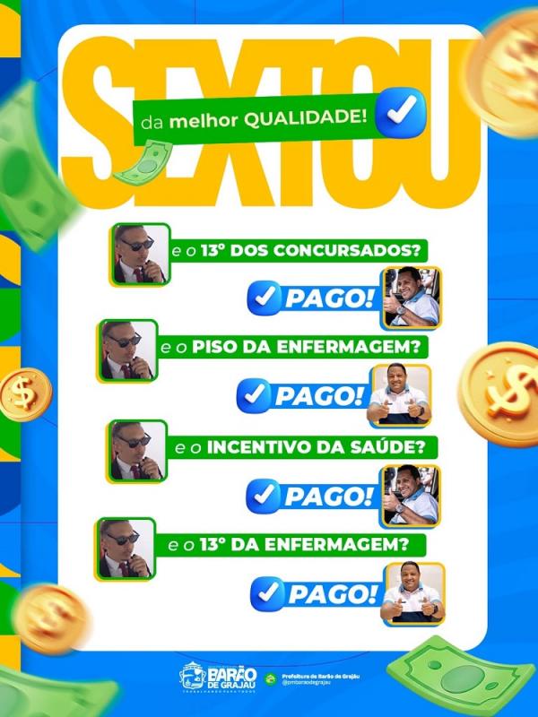 13º, piso e incentivos são pagos aos servidores de Barão de Grajaú