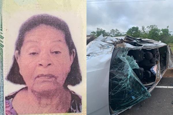 Idosa de 86 anos morre em colisão de táxi e caminhão carregado de madeira na PI 113