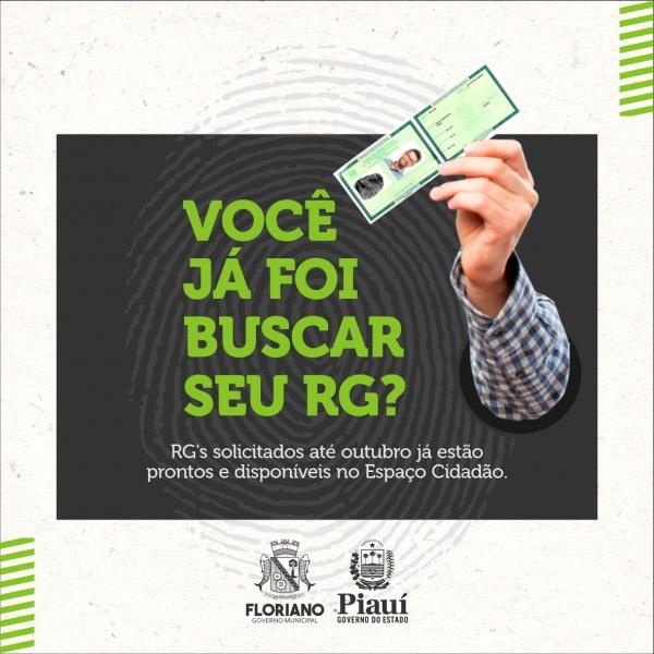 Espaço Cidadão: Mais de 2.000 RGs estão disponíveis para entrega(Imagem:Prefeitura de Floriano)