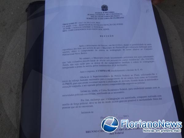  Moradores do Conjunto Jos&eacute; Pereira receberam ordem para desocupar moradias.(Imagem:FlorianoNews)