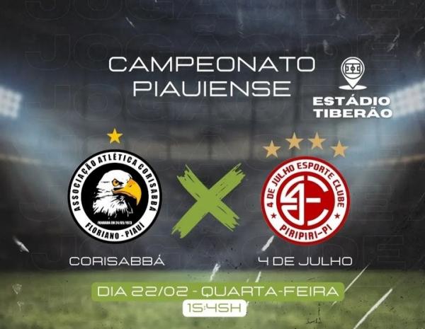 Corisabbá enfrenta o 4 de Julho pela 11ª rodada do Campeonato Piauiense