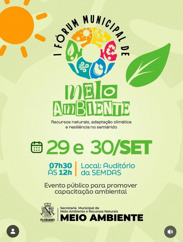 Floriano promove I Fórum Municipal de Meio Ambiente nos dias 29 e 30 de setembro