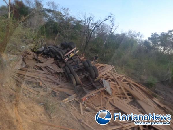 Motorista morre ap&oacute;s capotamento de carreta na BR-230.(Imagem:FlorianoNews)