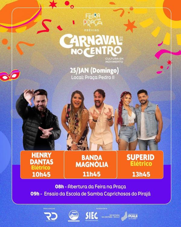Henry Dantas, Banda Magnólia e Superid Elétrico animam Feira na Praça neste domingo (25)(Imagem:Divulgação)