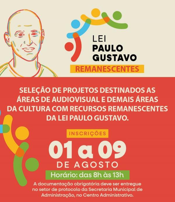 Floriano abre seleção de projetos culturais com recursos da Lei Paulo Gustavo