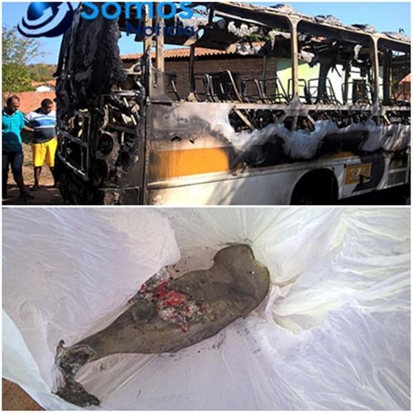 &Ocirc;nibus pega fogo na cidade de Amarante.(Imagem:Somos Not&iacute;cia)
