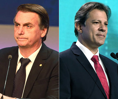 Datafolha mostra Bolsonaro com 59% e Haddad com 41% dos votos válidos