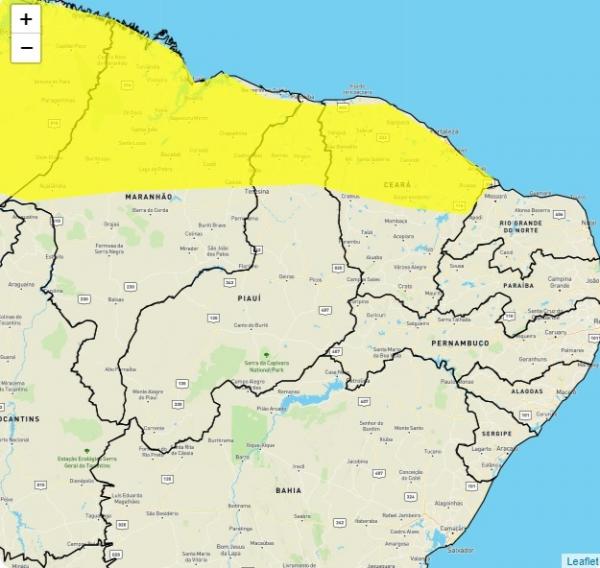 Inmet emite alerta de chuvas intensas para 48 municípios piauienses