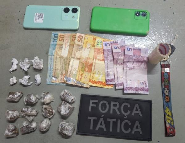 Força Tática prende suspeito de tráfico de drogas no bairro Irapuá I, em Floriano