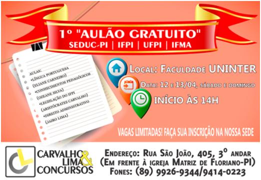 Participe do 1º AULÃO GRATUITO para concursos públicos