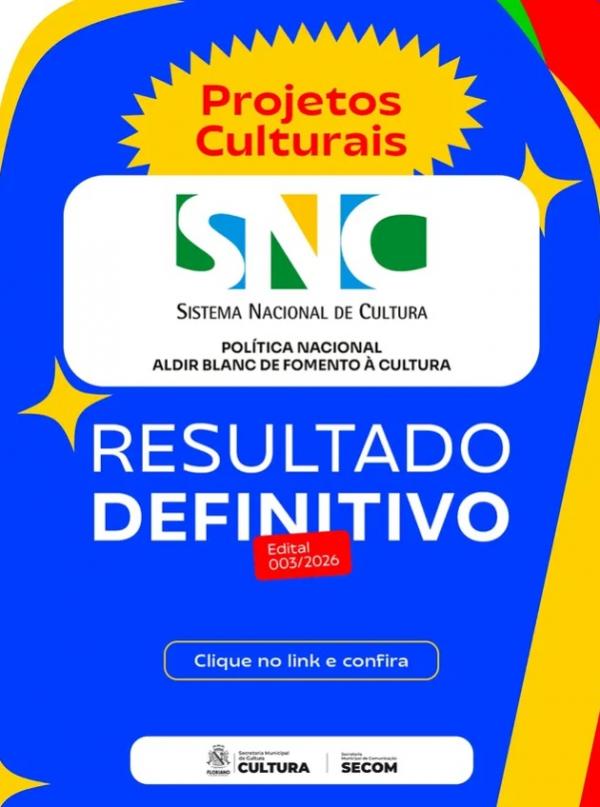 Prefeitura de Floriano divulga resultado final do Edital da Política Nacional Aldir Blanc 2026