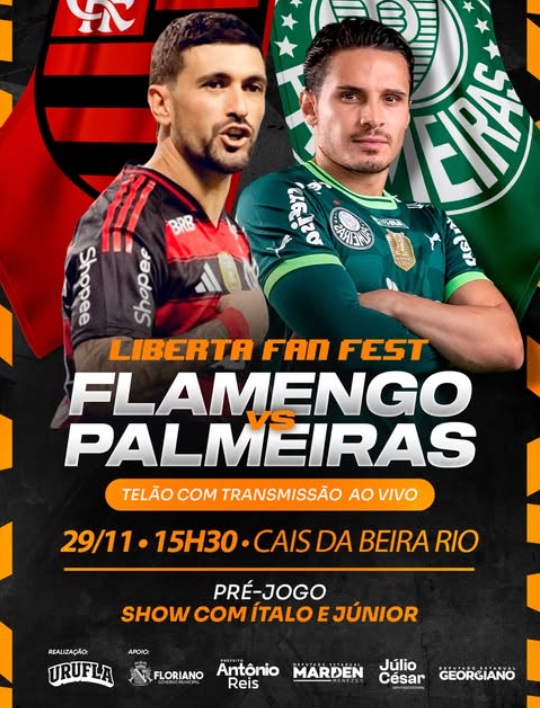 Floriano se prepara para a transmissão de Flamengo x Palmeiras no Cais da Beira Rio