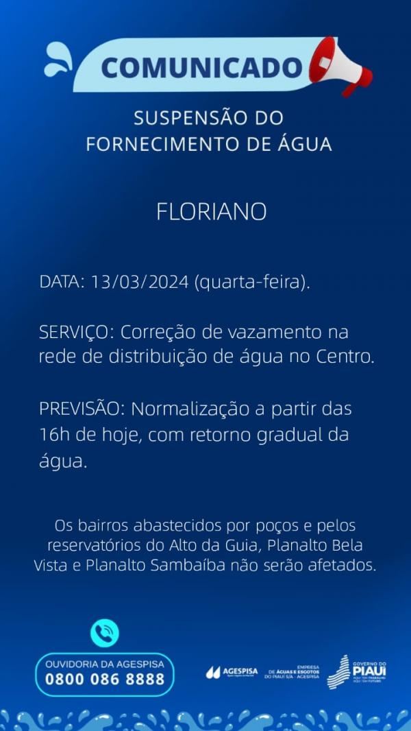 Normaliza&ccedil;&atilde;o do abastecimento est&aacute; prevista para as 16h00, afetando apenas alguns bairro da cidade.(Imagem:Divulga&ccedil;&atilde;o)