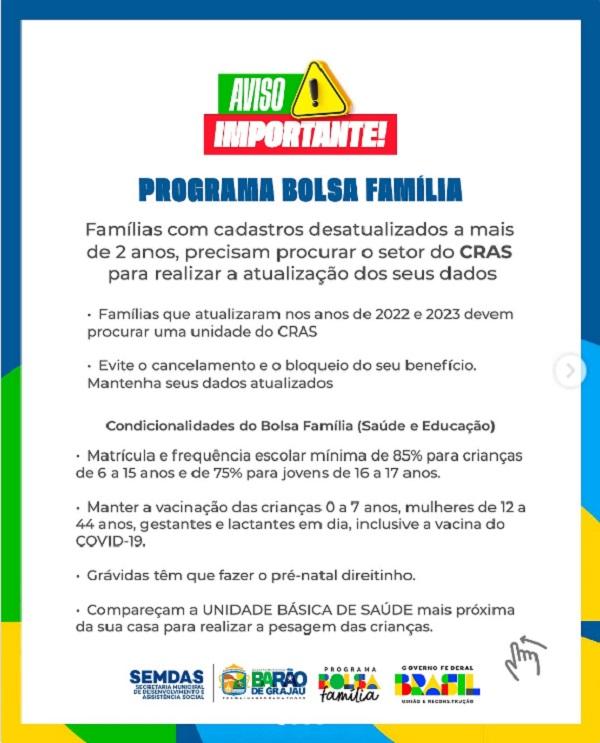 Beneficiários do Bolsa Família devem atualizar cadastro para evitar bloqueio(Imagem:Divulgação)