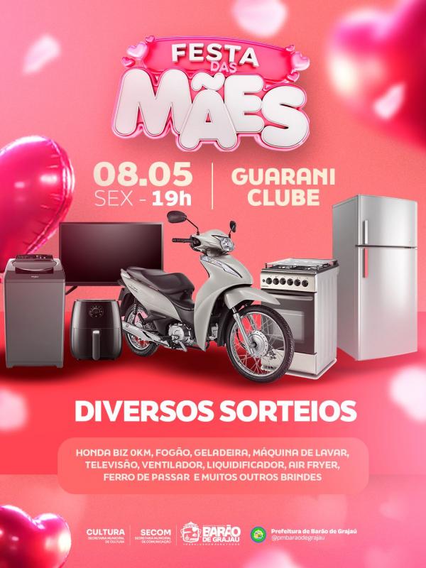 Festa das Mães em Barão de Grajaú promete noite de emoção, música e grandes sorteios.(Imagem:Divulgação)