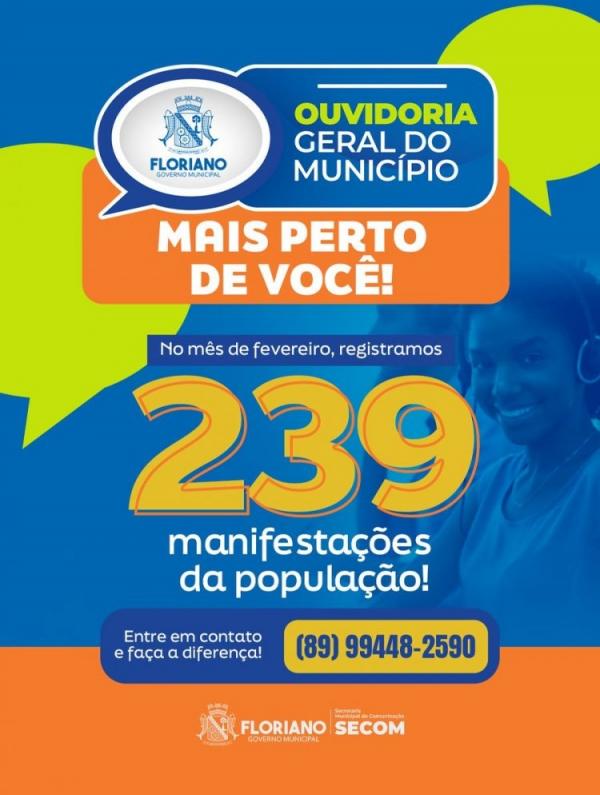 Ouvidoria de Floriano registra quase 240 manifestações no mês de fevereiro