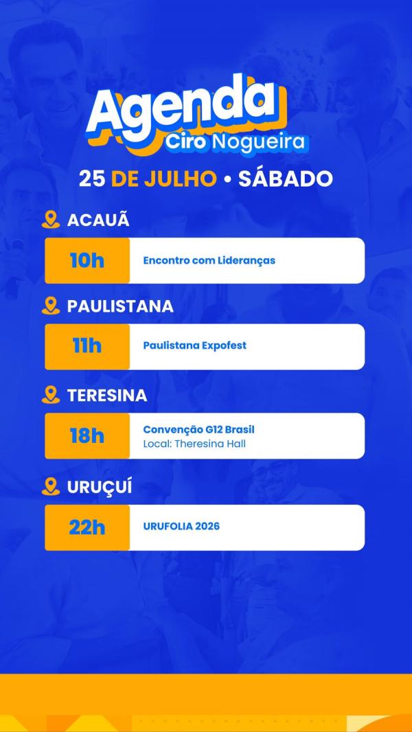 Senador Ciro Nogueira cumpre agenda neste s&aacute;bado (25)(Imagem:Ascom)