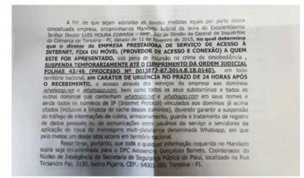 Decis&atilde;o de juiz do Piau&iacute; suspende temporariamente uso do Whatsapp em todo o Brasil.(Imagem:Reprodu&ccedil;&atilde;o)