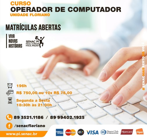 Senac de Floriano abre inscrições para curso de Operador de Computador