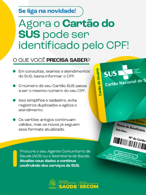 Cartão SUS passa a ser identificado pelo CPF e promete mais agilidade no atendimento em Floriano