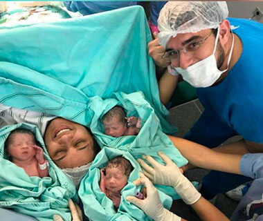 Após parto de trigêmeas, advogada contrai pneumonia e pai pede doação de leite materno