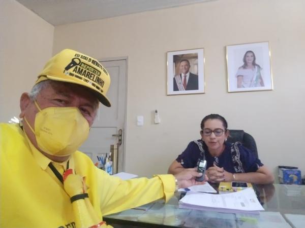 Rep&oacute;rter Amarelinho e prefeita Claudim&ecirc; Lima(Imagem:FlorianoNews)