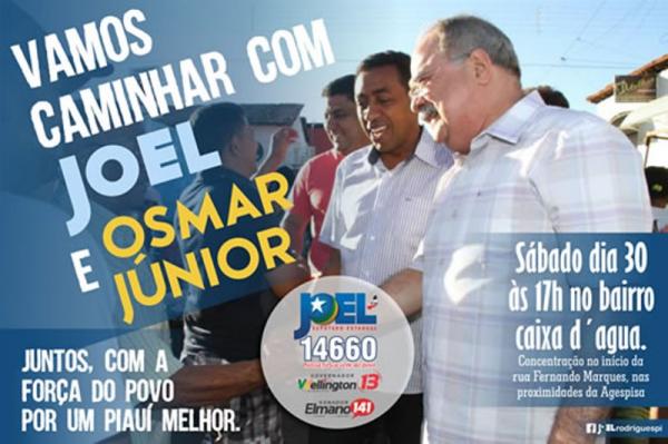 Confira a agenda do candidato Joel Rodrigues para este sábado (30)